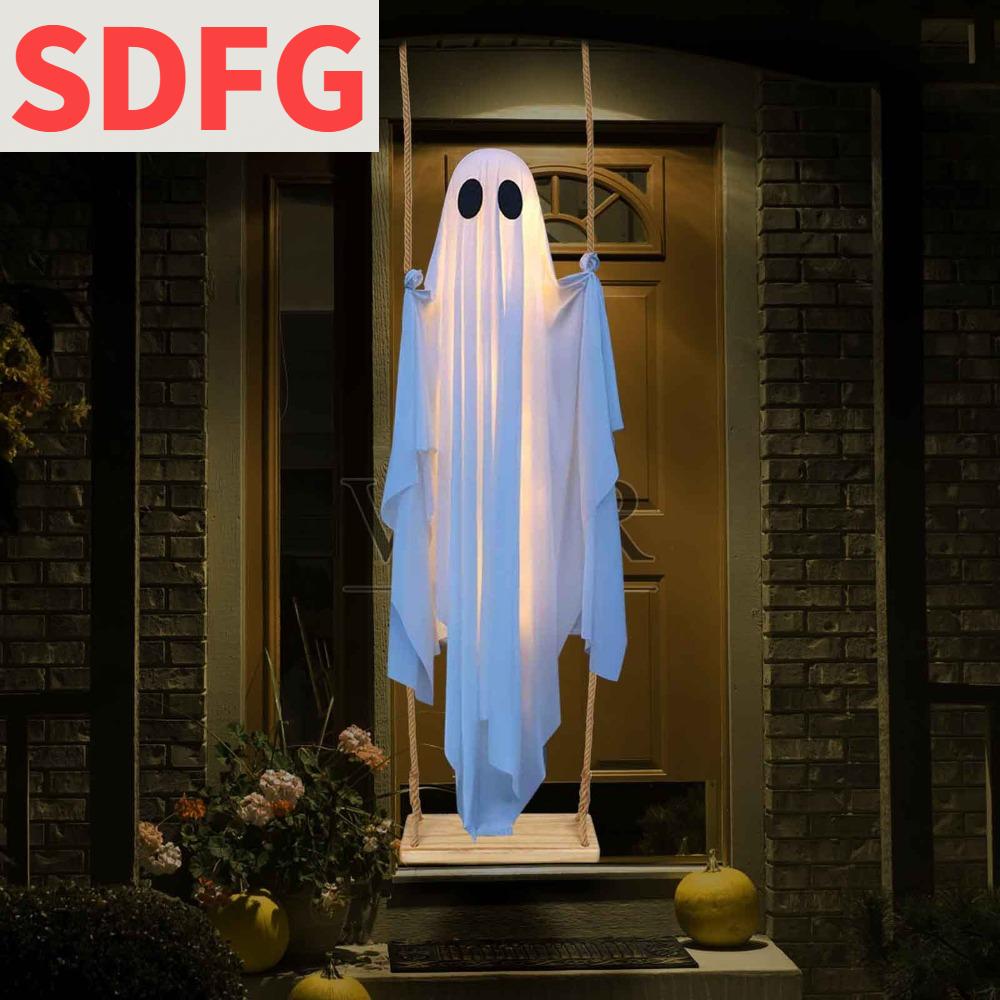 SDFG ควบคุมด้วยรีโมท ผีแขวนชิงช้าสำหรับวันฮาโลวีน ใหญ่ สว่างไสว ของตกแต่งสวนรูปผีบินแบบแกว่ง ของตกแต่งวันฮาโลวีน ปรับความสว่างได้ แก๊สท์สวิง เฉลียง ราคา 643 บาท*ส่งฟรี