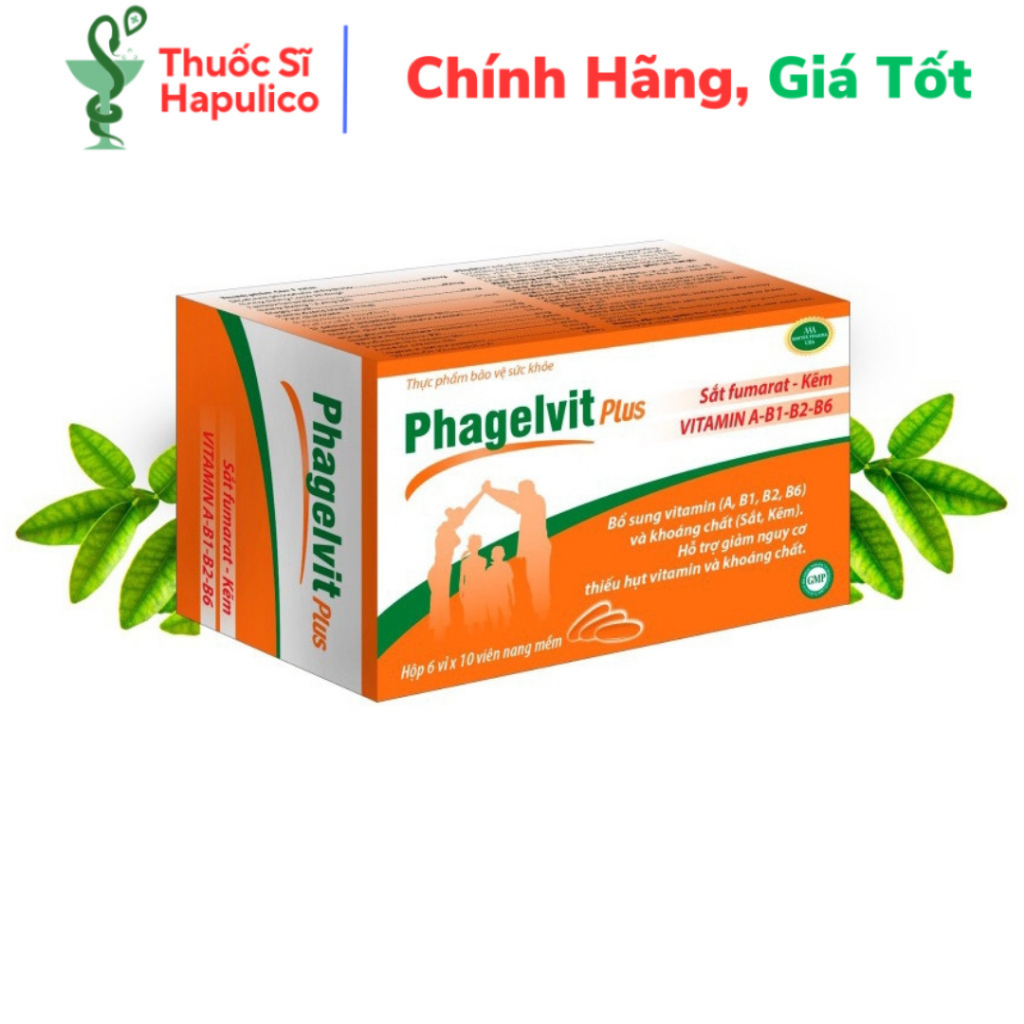 Viên uống Vitamin tổng hợp Phaɡelvit Plus Giúp tăng sức khỏe, sức đề kháng - Hộp 6 vỉ x 10 viên nang mềm