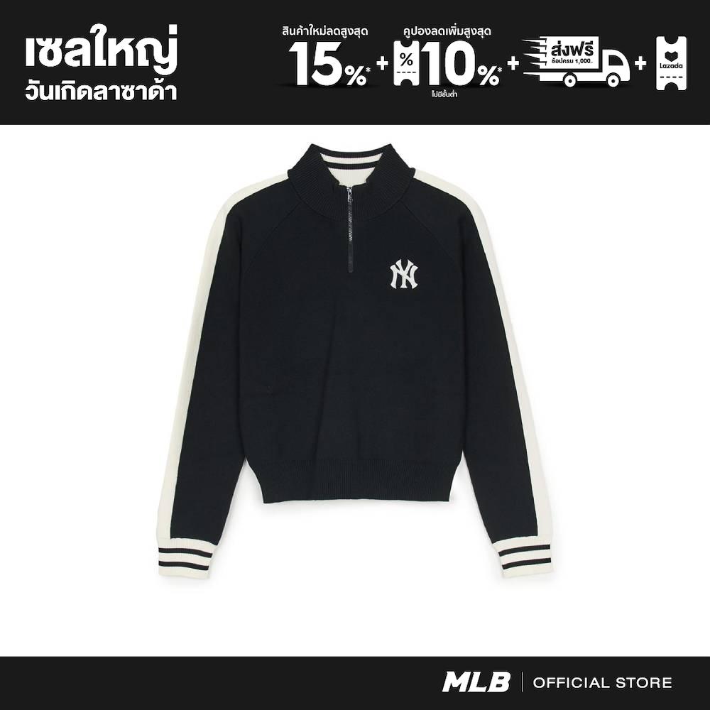 MLB Knitted Pullover Women S Varsity Half-Zip Cropped Knitted Pullover 3FKPV0251 50BKS Black ราคา 6,990 บาท*ส่งฟรี