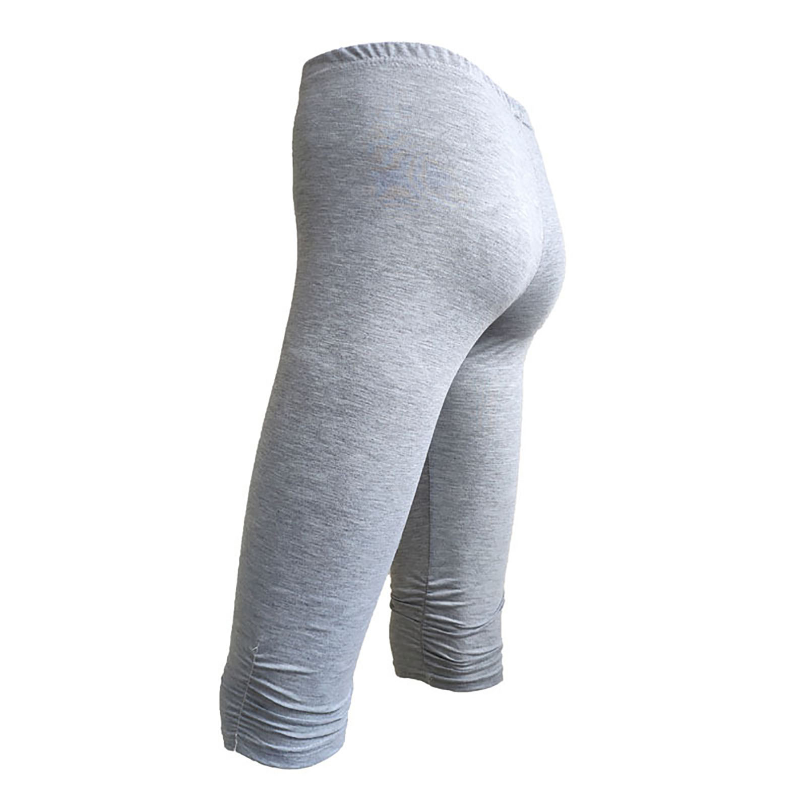 UHH Cropped Pants High Waist Solid Color Bottoms Mid-Calf Stretchy Women Leggings for Running Fashion Women Leggings - 6