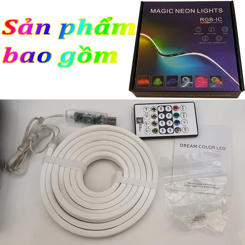 【HCM/24H】Đèn NEON FLEX Dây đèn led đuổi ARGBtrang trí tường phòng ngủ decor phòng khách