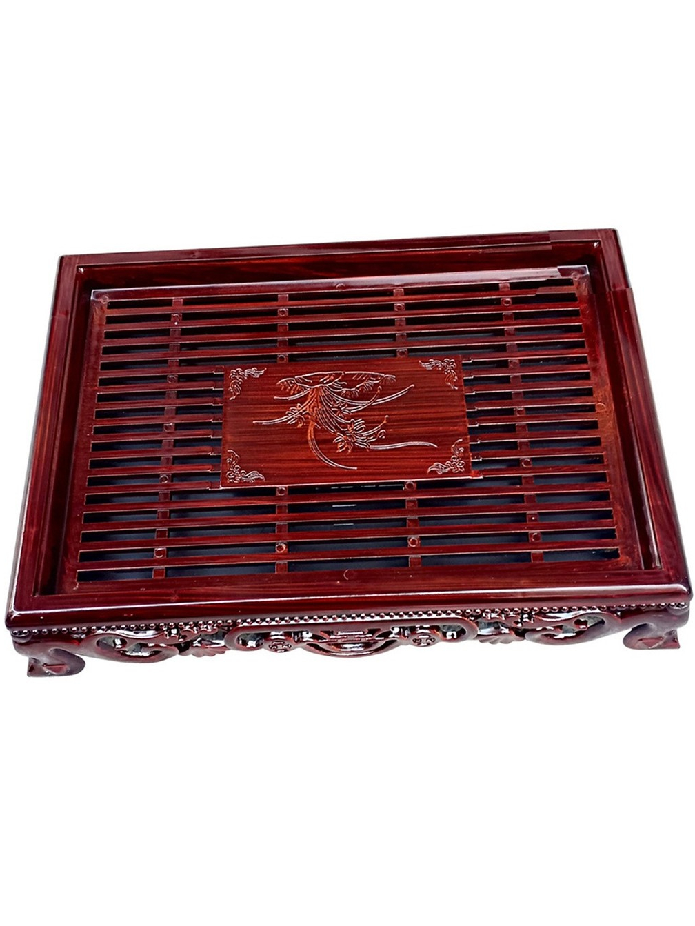 Khay trà có chân đựng để bộ ly uống trà giả gỗ sang trọng