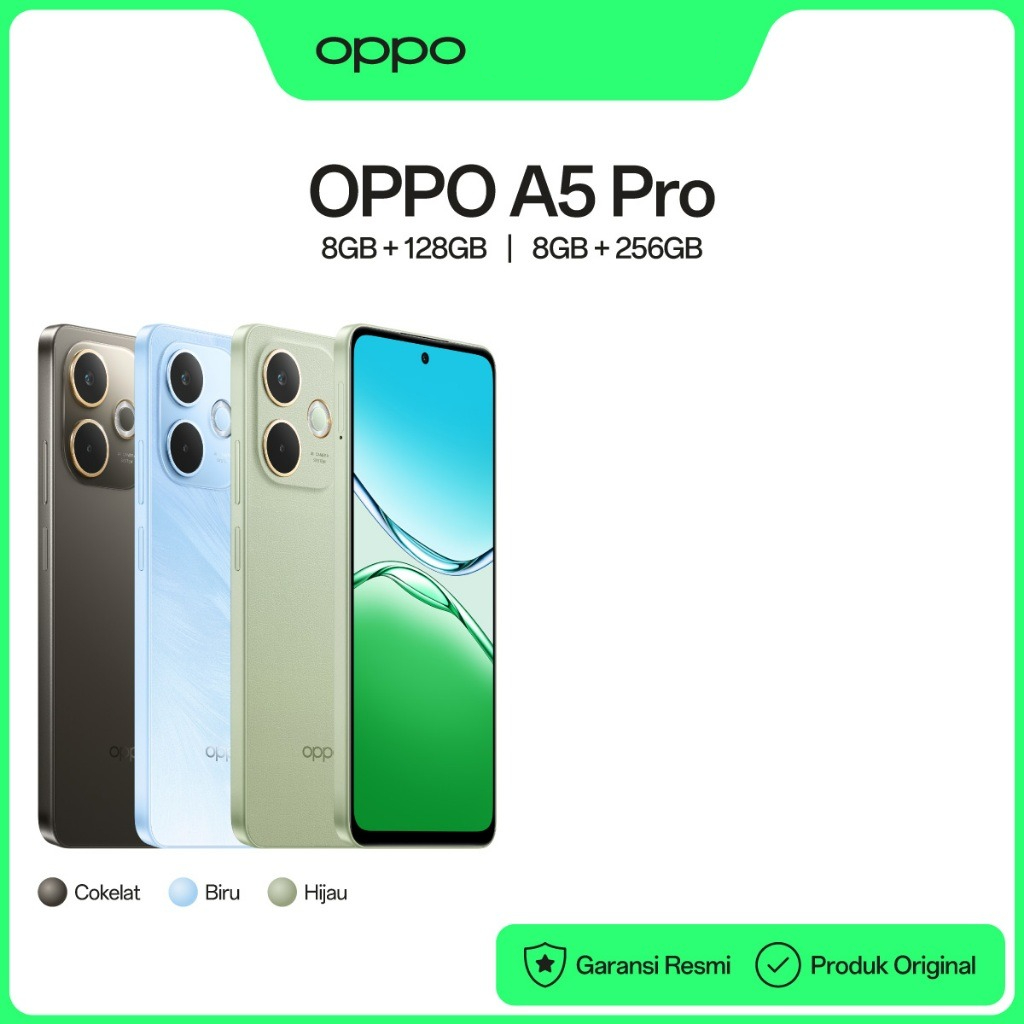 OPPO A5 Pro [8/128GB] [8/256GB] - IP69 Water Resistant, Large Battery 5800mAh, Military-Grade Shock Resistance Harga 3,199,000 rupiah*Gratis Ongkir