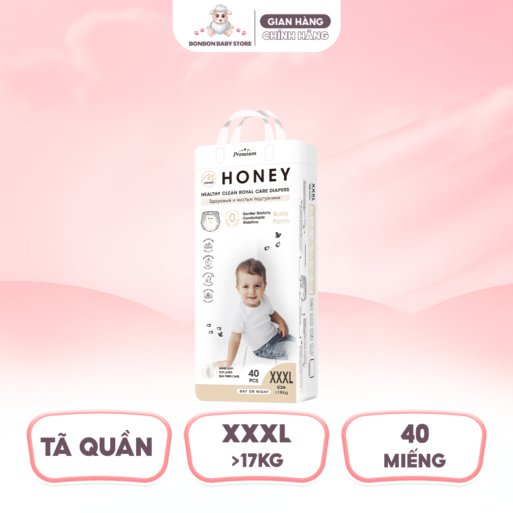 [1 BỊCH] Tã Bỉm Dán/Quần Honey Premium Chính Hãng Đủ Size Cho Bé Thoải Mái 4-20kg - 7