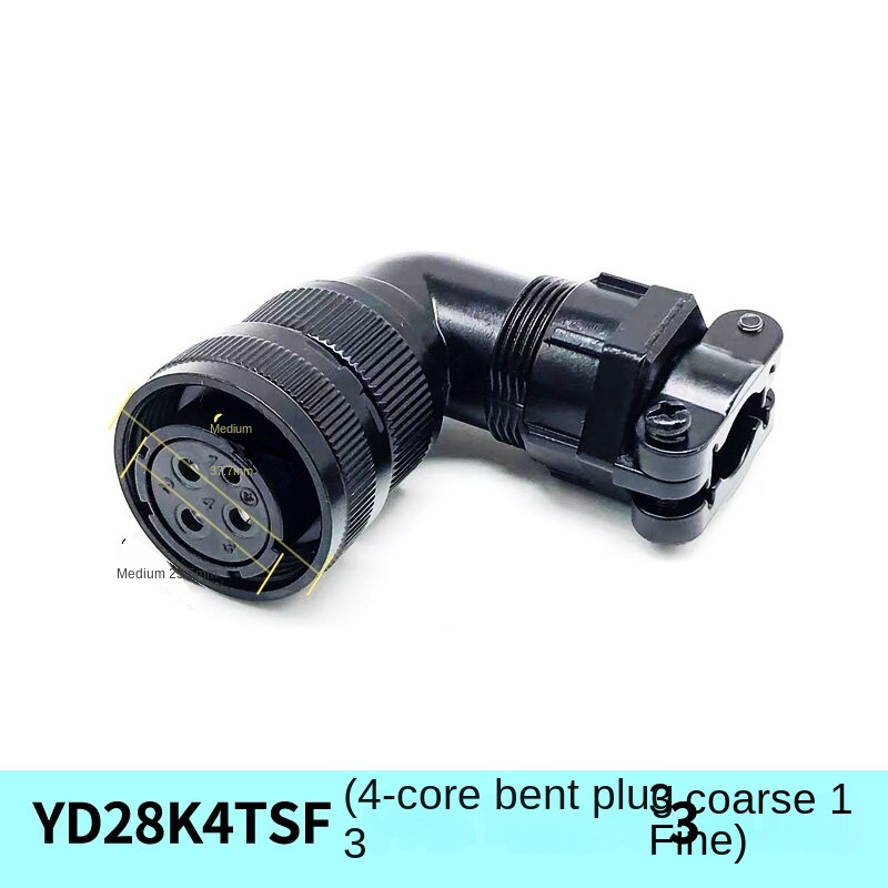 YD28/Y18/Y32 | Đầu Nối-Phích Cắm Cong Lõi YD28-4 (3 Dày Và 1 Mỏng) | Tùy chọn: 4 Lõi, 7 Lõi, 15 Lõi, 19 Lõi | Ổ Cắm Vuông + Đầu Cắm Thẳng/Vuông Góc