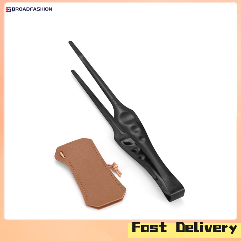Broadfashion Grill Tongs Premium 304 Stainless Steel Metal Tongs With Leather Cover 70g For Cooking Buffet Grilling Barbecue 27cm x 3cm ราคา 146 บาท*ส่งฟรี