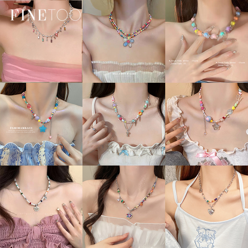  Colourful hoa hạt trang trí hình bướm Vòng cổ cho chuỗi vòng choker cho phái nữ dây chuyền ngọc trai phụ kiện trang sức 