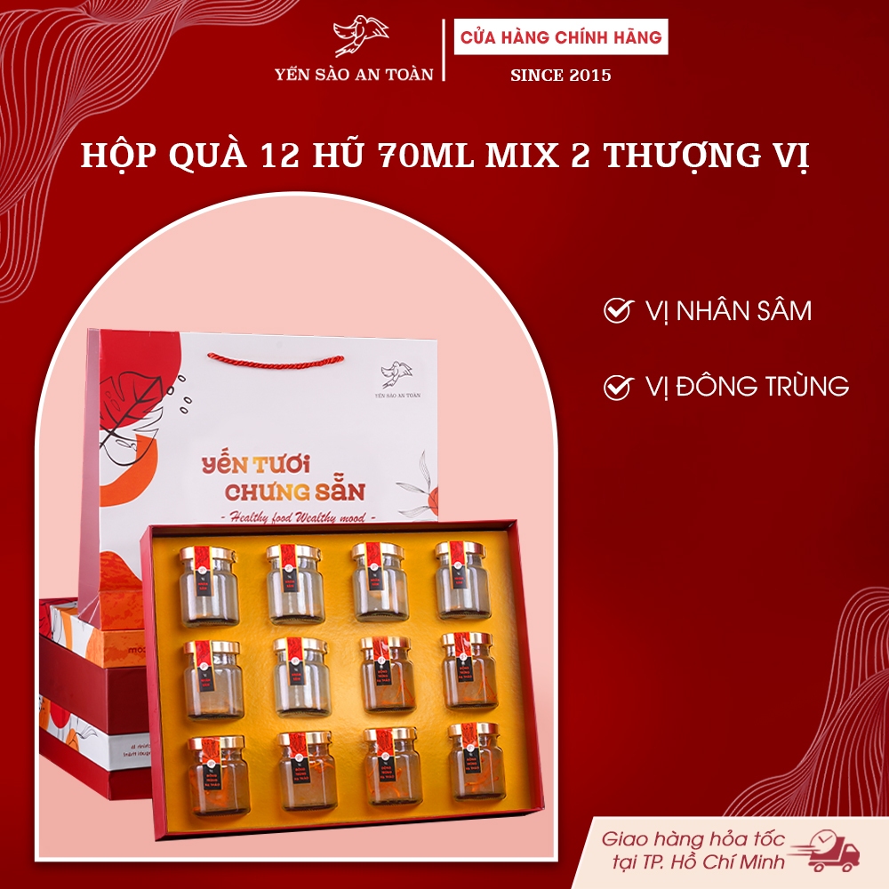 Hộp Quà VIP Yến Sào Khánh Hòa Chưng Sẵn Vị Nhân Sâm Và Đông Trùng - Thơm Ngon Thượng Hạng