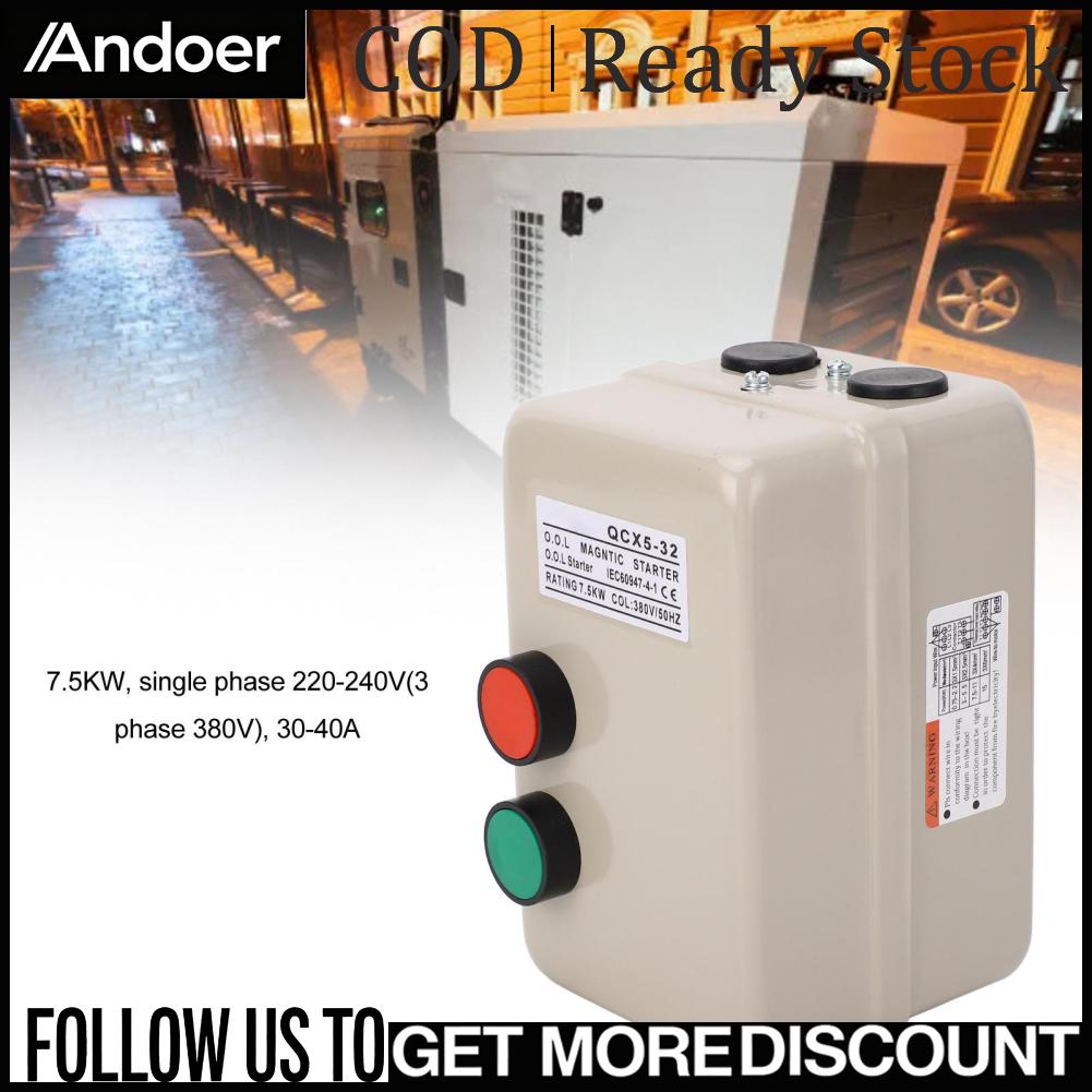 Andoer Điều khiển khởi động động cơ điện từ tính 20‑32A Bảo vệ quá tải thông minh Công tắc động cơ điện 3 pha 380V cho máy nén khí Giá 718,000 Đồng*Miễn phí vận chuyển