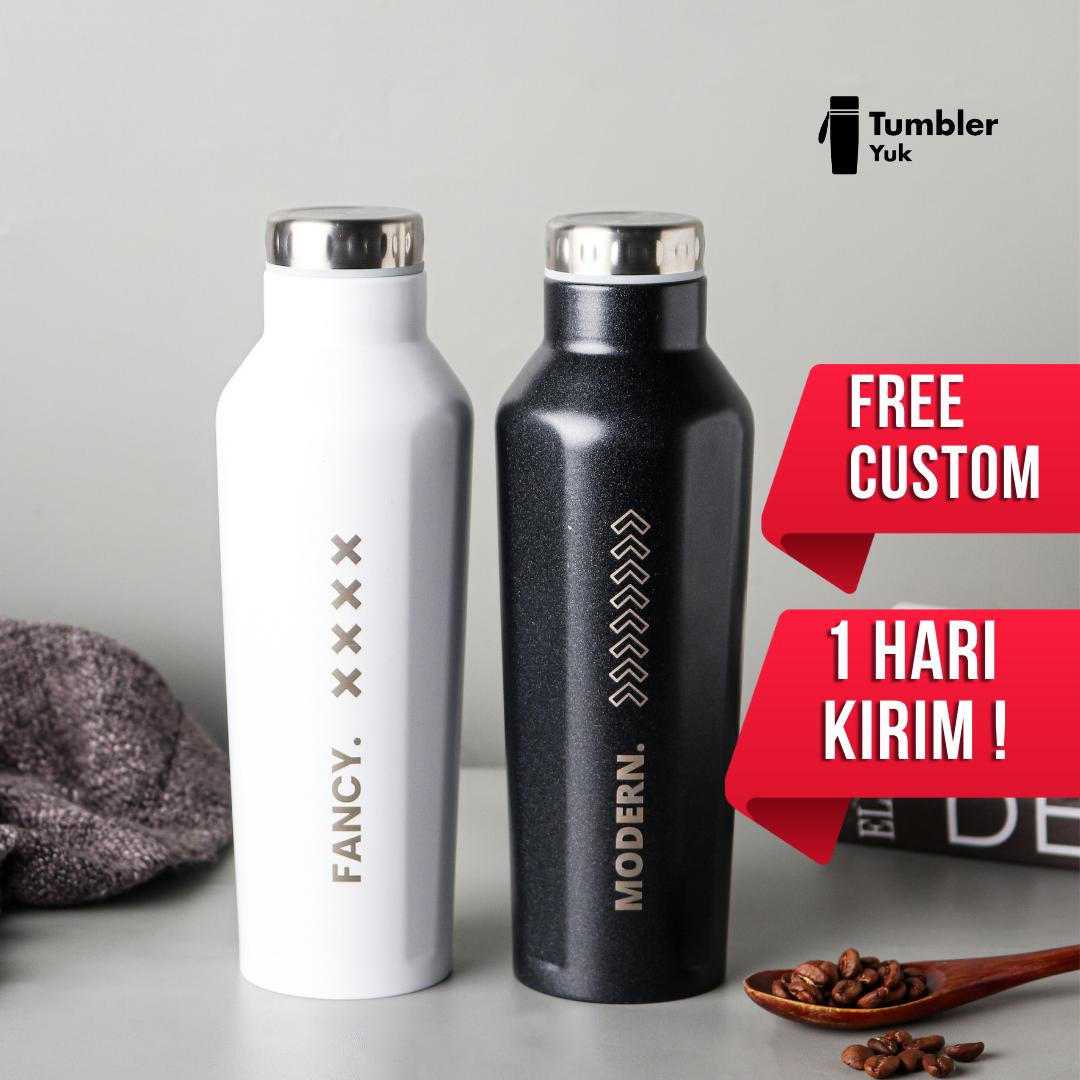 Tumbler Corkcircle Custom Premium Stainless 4 Sisi Datar 500ml Laser Grafir Souvenir Hampers Cetak Nam…