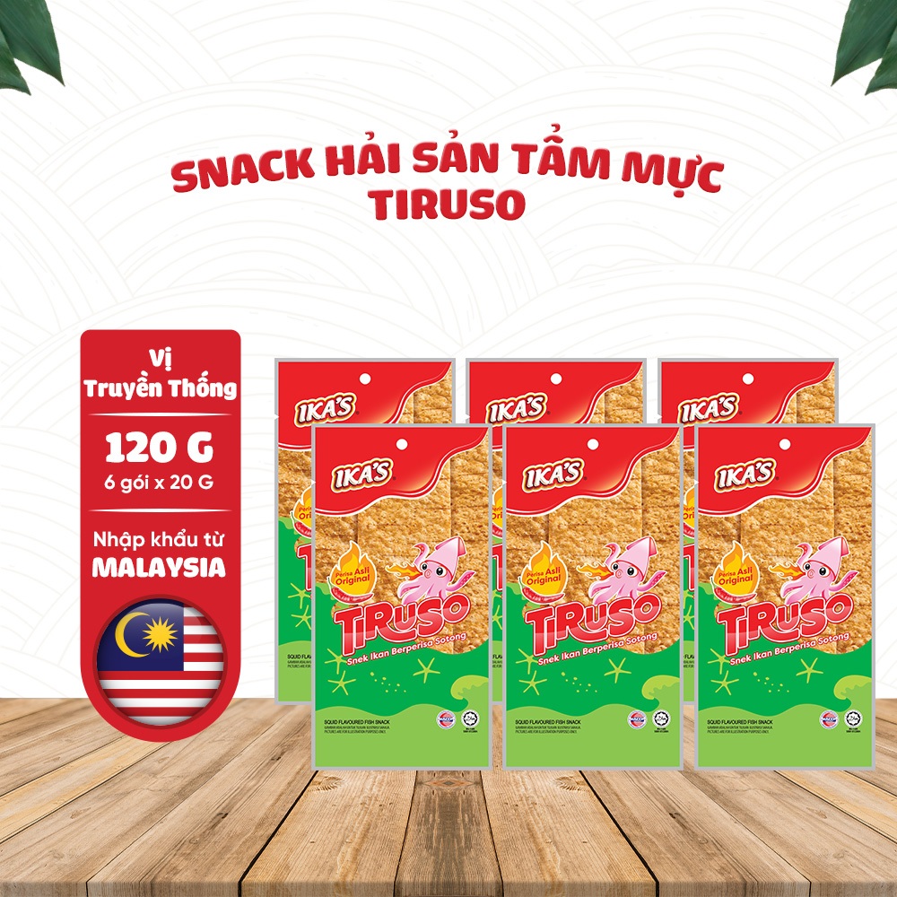 Combo 6 Gói Snack Hải Sản Tẩm Mực Tiruso Gói 20G