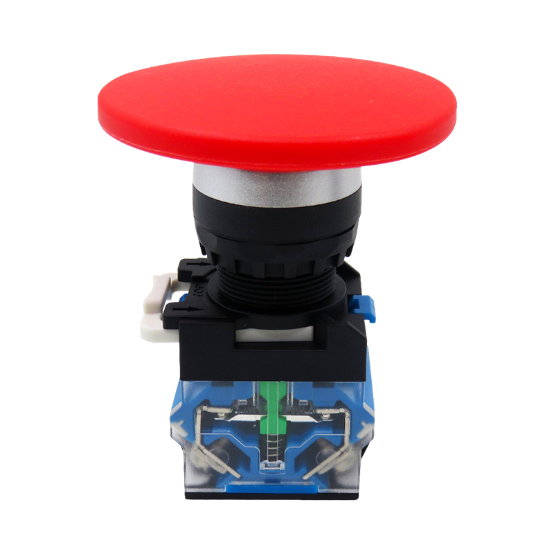 Nút Nhấn Nấm To Tự Giữ Màu Đỏ LA38-11M60 - Hai Thường Mở | LA38-11MZS60 Changde - Đầu 60mm, Lỗ 22mm, tùy chọn: Đỏ/Xanh, Điều Khiển Công Nghiệp Chắc Chắn