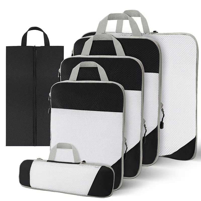 346pcs du lịch xách tay Đóng gói khối thiết lập nén lưu trữ hành lý tổ chức Túi Giày lưới trực quan trọng lượng nhẹ Vali túi