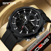 Sanda New Electronic Men Fashion and Leisure Watch Waterproof Night Glow Multi functional Watch SD9053-3