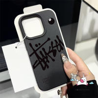 อินเทรนด์ยี่ห้อเท่สีดำตัวอักษรภาษาอังกฤษดูเดิล เคส IPhone Air 17 12 16 14 11 13 15 Pro Max 12 Pro 8 7 14 15 16 Plus XR X XS Max