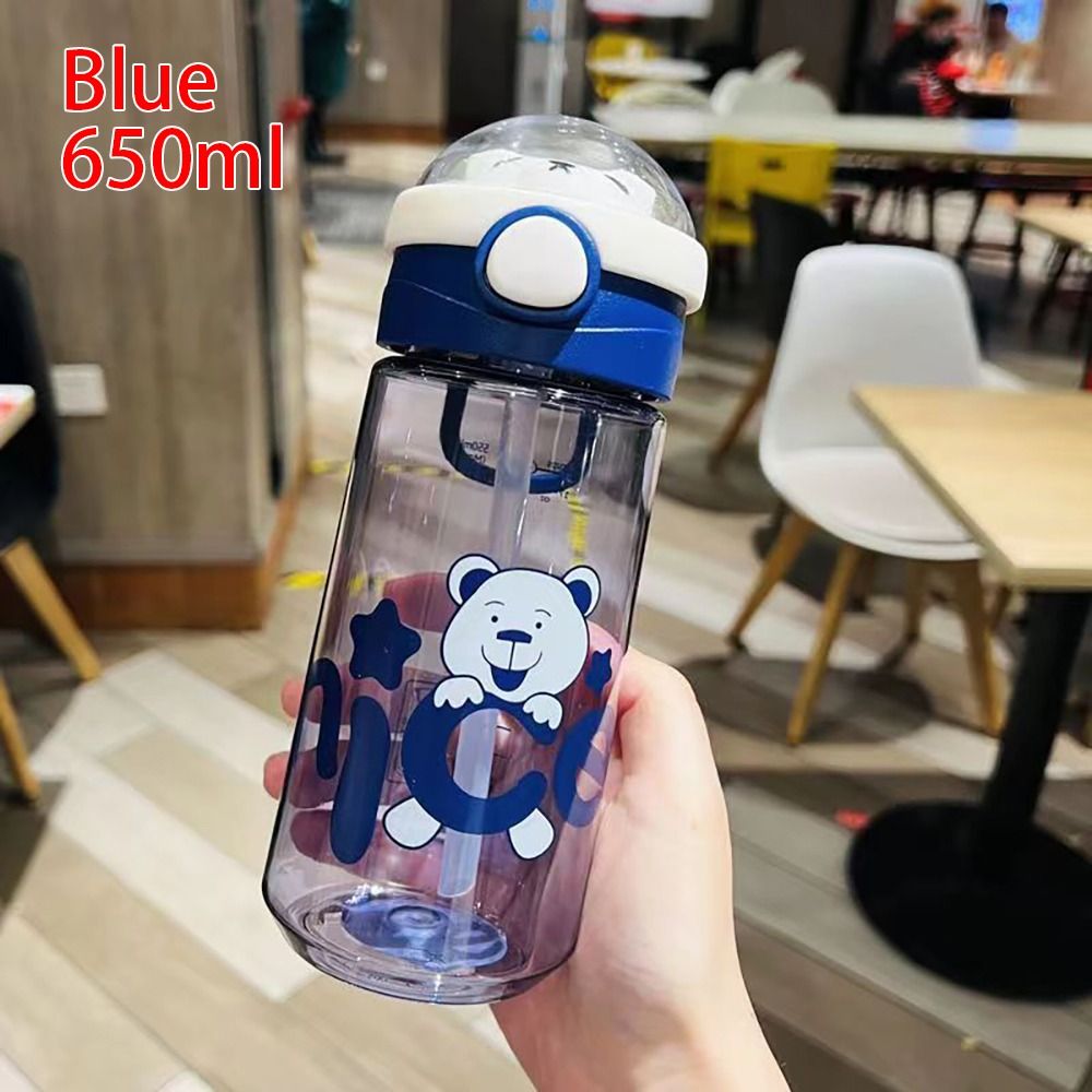 ADERESF 1Pcs Nước ép sữa Chai nước Có nắp miếng dán ống hút 550/650ml Cốc vại Di động Nhựa Đồ uống nước cho trẻ em Trẻ em - 2