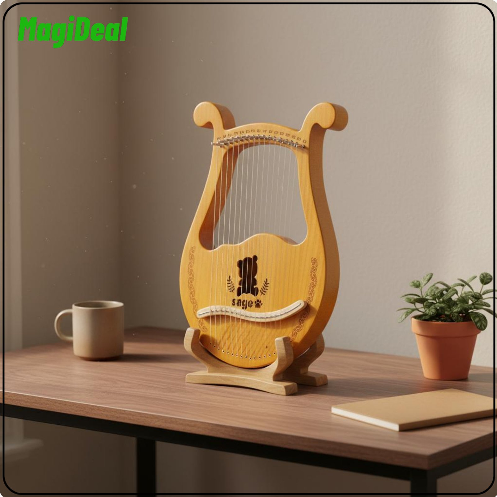 MagiDeal Selected Wood Wooden Lyre Harp Warm and Pleasant Tone 24 String Lyre Rounded Edges Beginner Learning Instrument Ergonomic for Beginners ราคา 2,172 บาท*ส่งฟรี