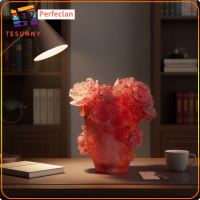 Perfeclan Sculptural Flower Vase Textured Glass Vase Translucent Flower Vessel Tapered for Homeowners Art Lovers Living Room Dining Table Entryway