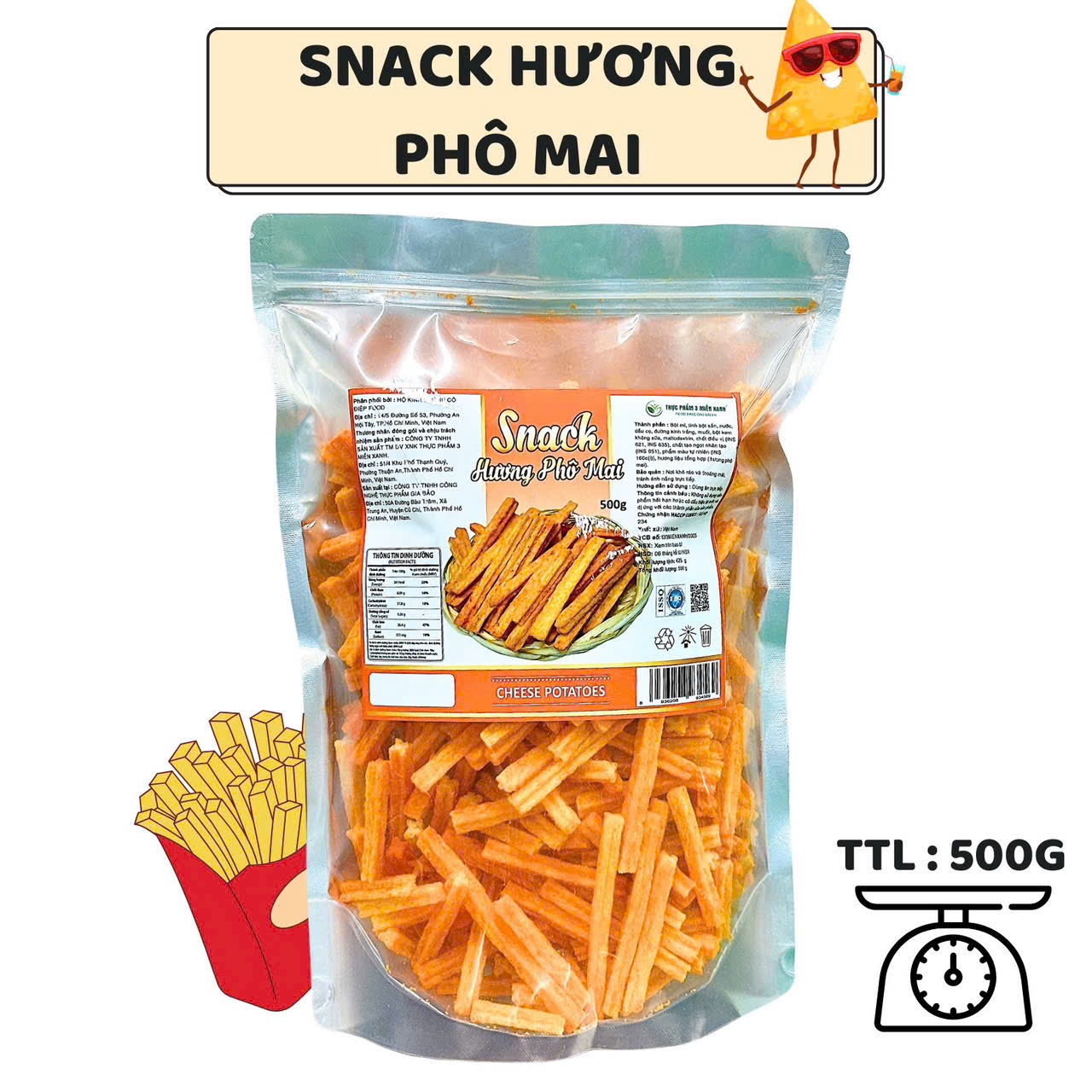 (Bag 500g) Cheese Shaken Potato Snack - Crispy, Fragrant and Fatty