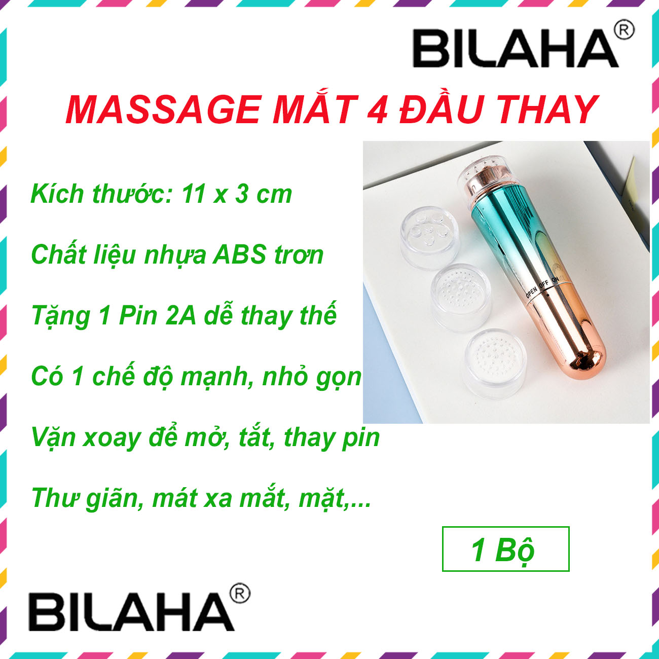 Bút massage mặt cầm tay 4 đầu giá sỉ bán buôn hàng loại I