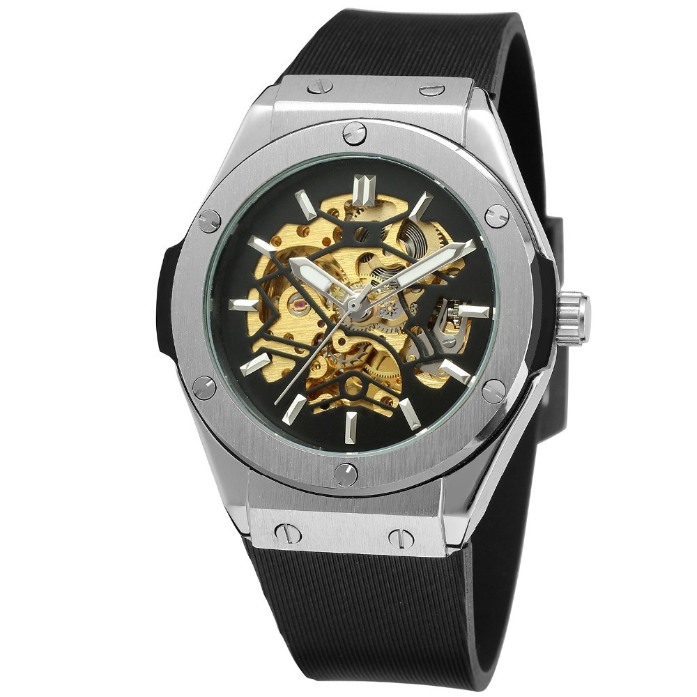 Black cutouts gold movement