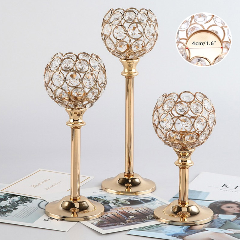 1 / 3 Pcs Height Kristal Candelabra Ornamen Dekorasi Kreatif Emas Dekorasi Rumah Cahaya Lilin Makan Ma…