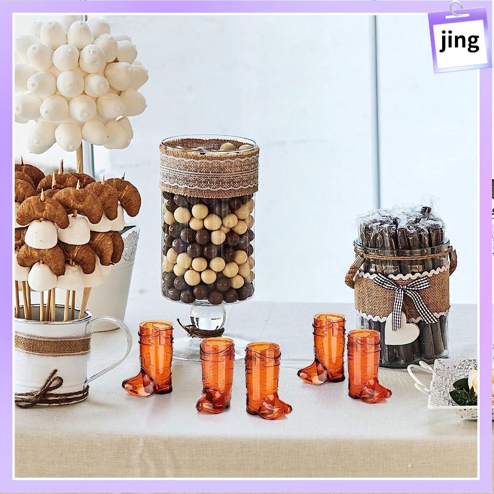 JING 10Pcs 1 oz Kính bốt cao bồi Mini Nhựa Trong suốt Kính cao bồi miền Tây Mới Cốc uống nước Tiệc độc thân