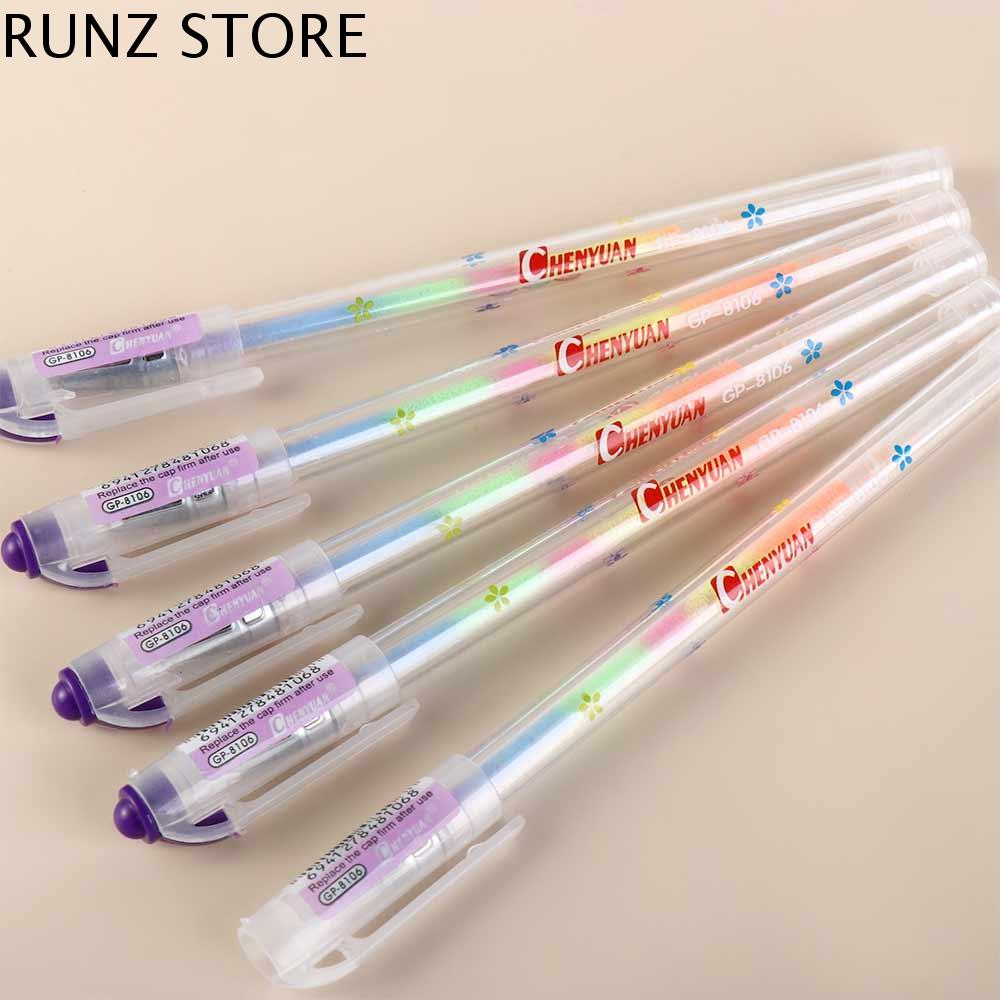 RUNZ Đầy màu sắc Tuyệt vời Tài khoản cầm tay Scrapbooking Đồ dùng văn phòng trường học Sinh viên Văn Phòng Phẩm Điểm đánh dấu phím Bút gel màu chuyển sắc Bút vẽ viết Bút trung tính cầu vồng
