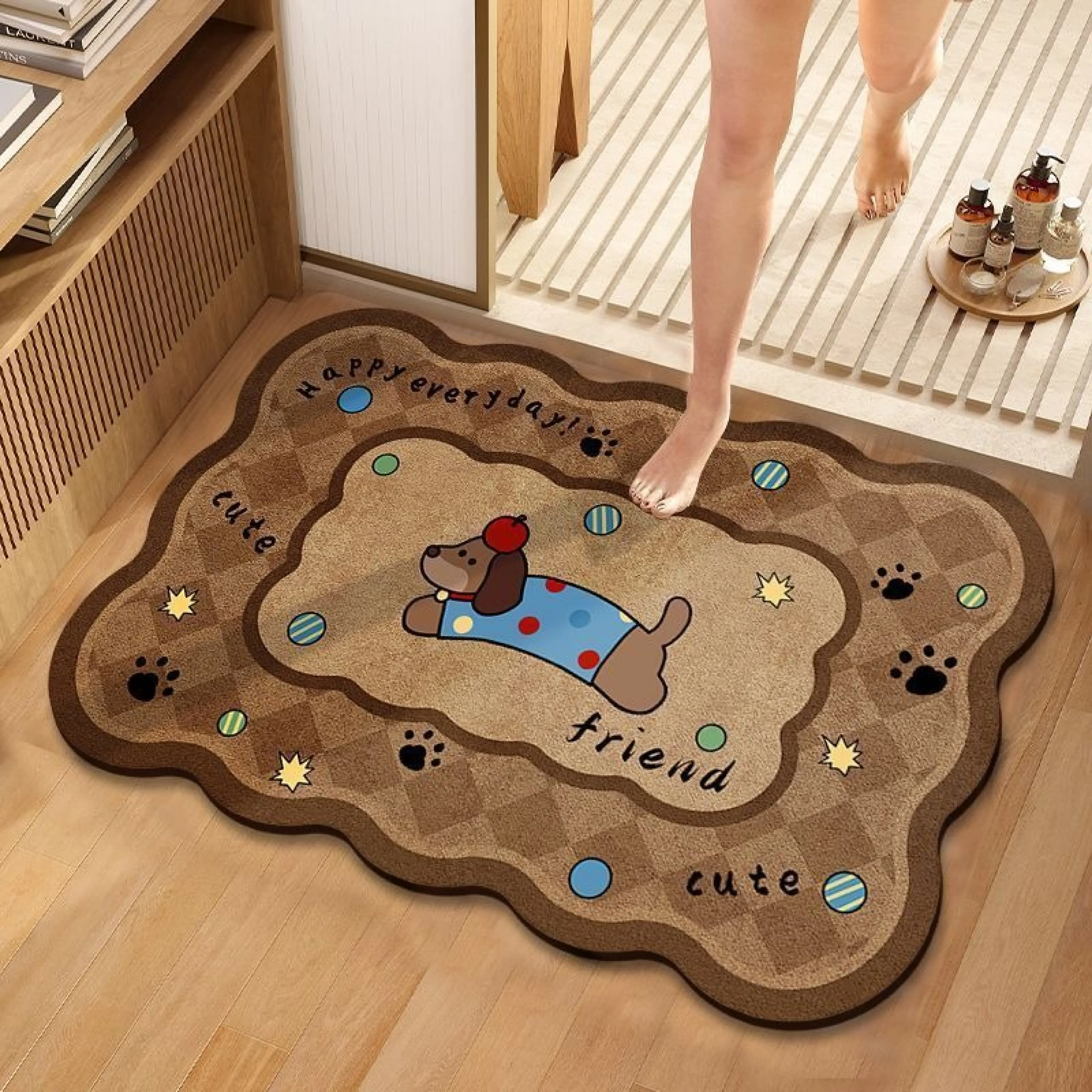 【Cai-Cai】Ready to Ship, Cartoon Rug 40*60cm, Soft Rug, Non-Slip Rug, Soft Texture Rug, Rug That Absorbs Water Well.