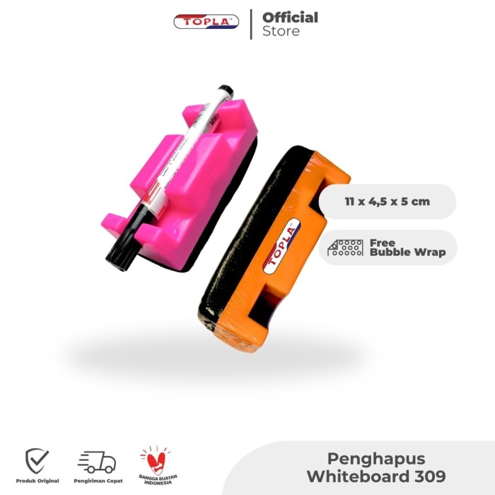 Topla Penghapus Papan Tulis Whiteboard Eraser Spidol 308 309 Plastik Ringan 6 Warna
