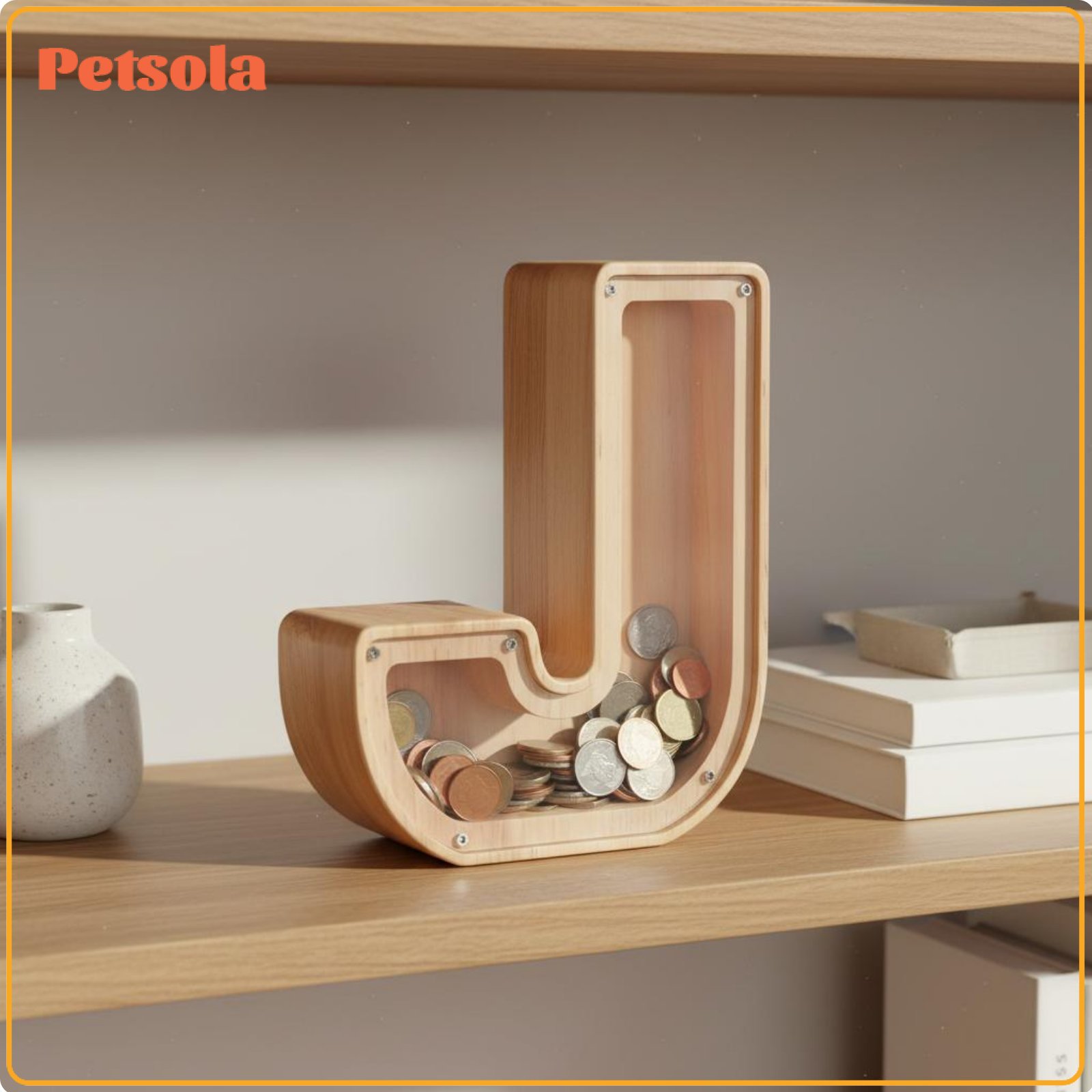 petsola Decorative Wooden Letter Piggy Bank Personalized Gift Alphabet Coins Bank Polished Finish Kids' Room Decor Educational Toy for Nursery ราคา 355 บาท*ส่งฟรี