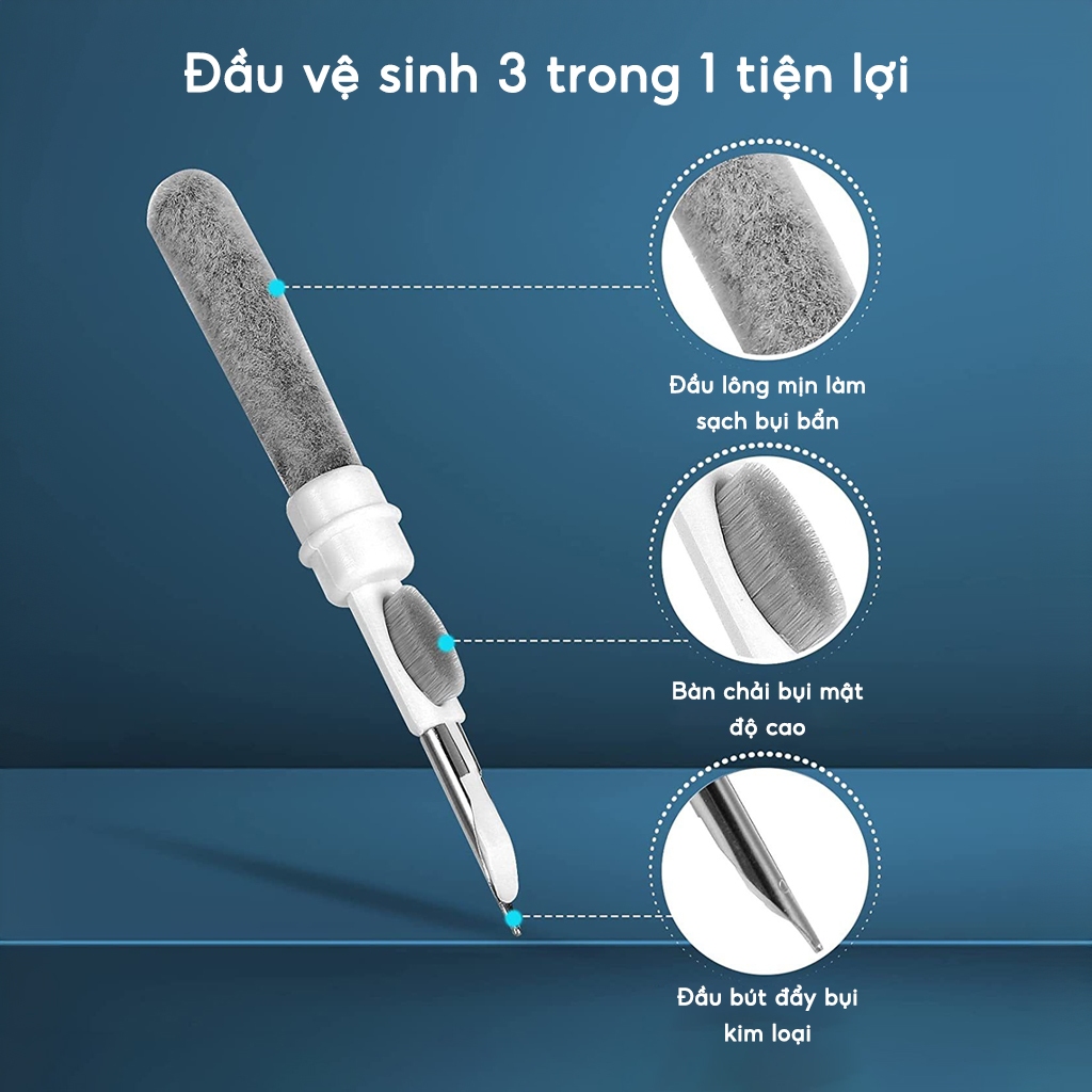 Bộ Dụng Cụ Vệ Sinh Tai Nghe 3 Trong 1 JYoohome Làm Sạch Chân Sạc Điện Thoại Laptop Máy Tính Đa Năng