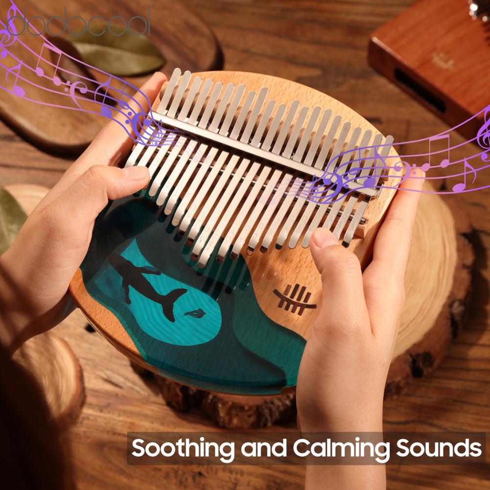 Dodocool ERYUE Kalimba Hluru Kalimba Piano 21 Phím Gỗ Sồi Ngón Tay Cái Đàn Piano Nhạc Cụ Di Động Họa Tiết Cá Voi Đại Dương Xanh Cho Trẻ Em Người Lớn Người Mới Bắt Đầu Với Bài Hát Búa Điều Chỉnh