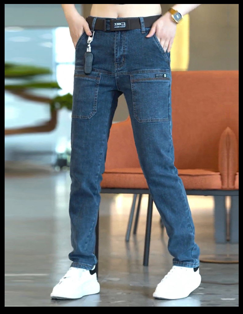 [lsdj] 2023 New Men's Slim Jeans Stretch Skinny Multi Pocket Fashion Designer Denim Trousers Male Brand Clothes Pants Streetwear · v2