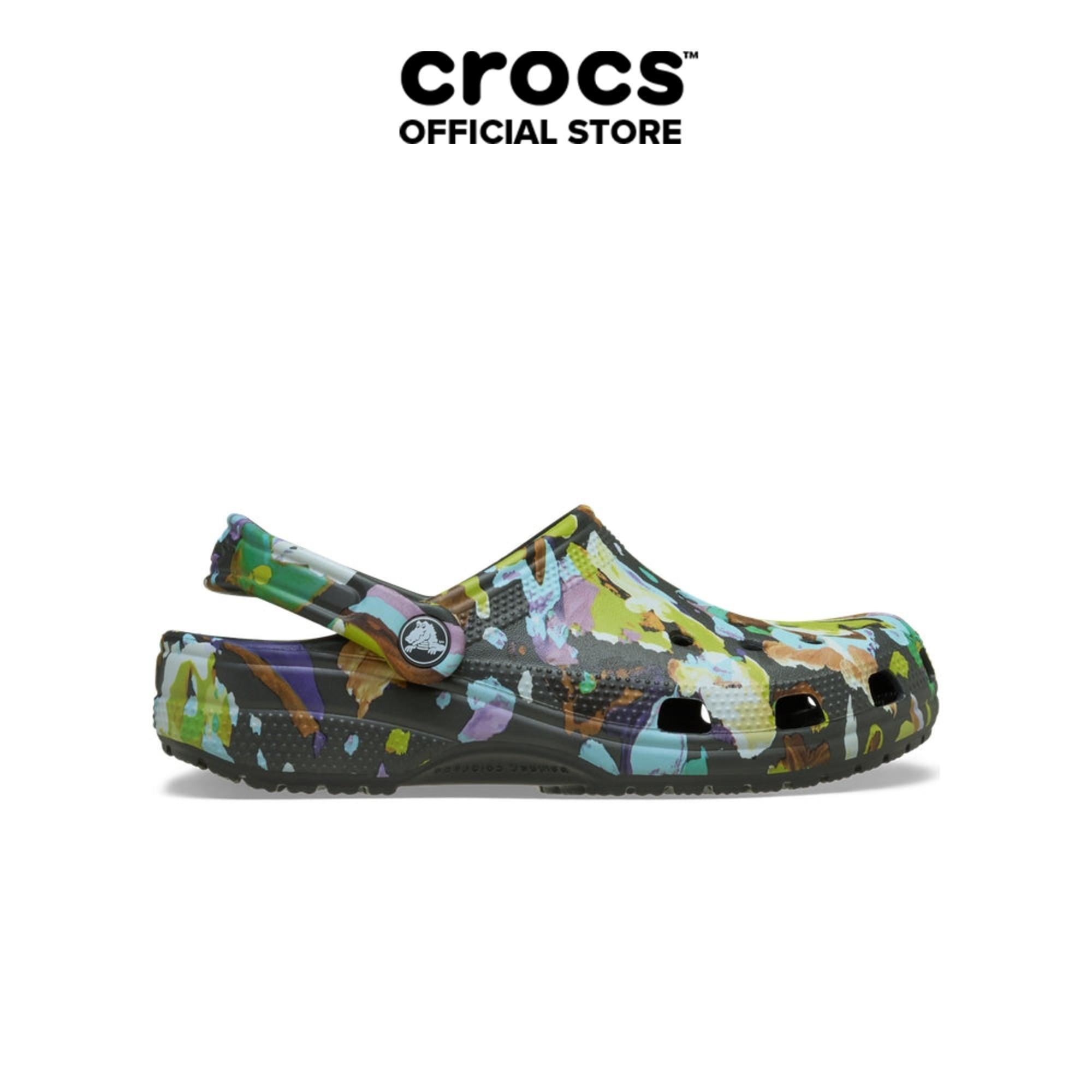 Giày Clog Unisex Crocs Classic Painted Floral - Black Sand - 211587-0LD
