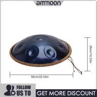 ammoon Summina Handpan Drum 22 Inch D Minor Kurd 432Hz 10 Notes Professional Handpan Instrument for Adults Nitrogen Steel Hand Drum with Stand Carrying Backpack Drumsticks & Cleaning Cloth (Blue)
