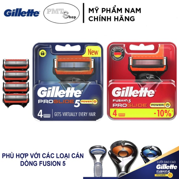 Hộp 4 cái Lưỡi dao cạo râu Gillette Fusion Proglide Power 5 lưỡi cao cấp giá rẻ