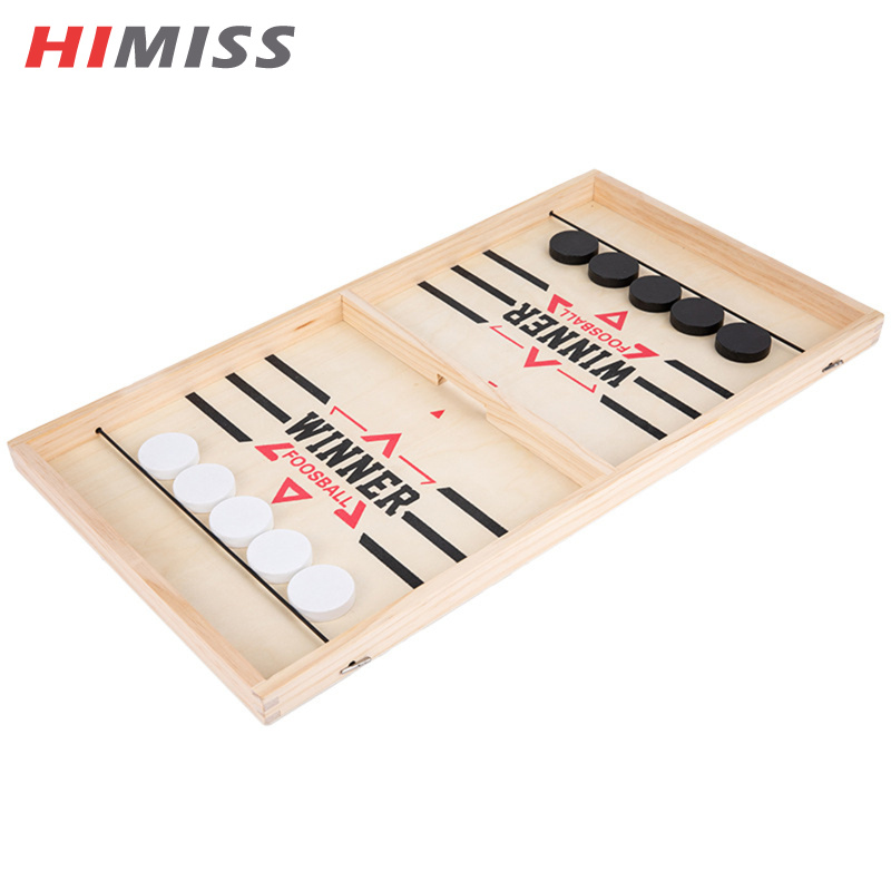 HIMISS Fast Sling Puck Board Game Wooden Table Top Battle Hockey Game Desktop Sport Board Game For Family Gathering ราคา 259 บาท*ส่งฟรี