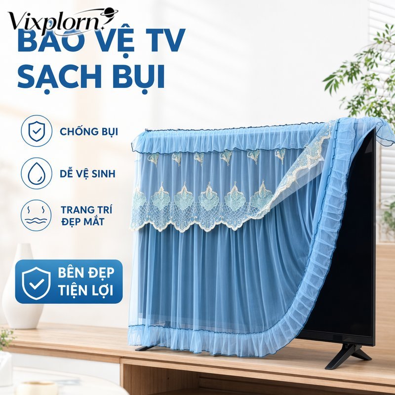Vixplorn áo trùm tivi 32 inch chống bụi vải dày bền đẹp che phủ màn hình bảo vệ tv dùng cho phòng khách nhiều màu