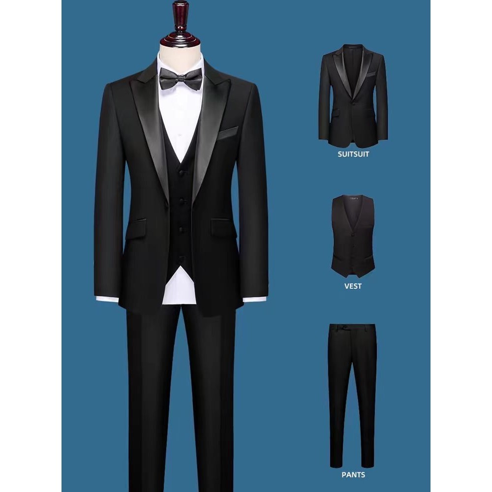 [Local Delivery]Blazer for Men Formal Business Suit Set Tuxedo Grooms Wedding Coat Fashion Korean Style Top