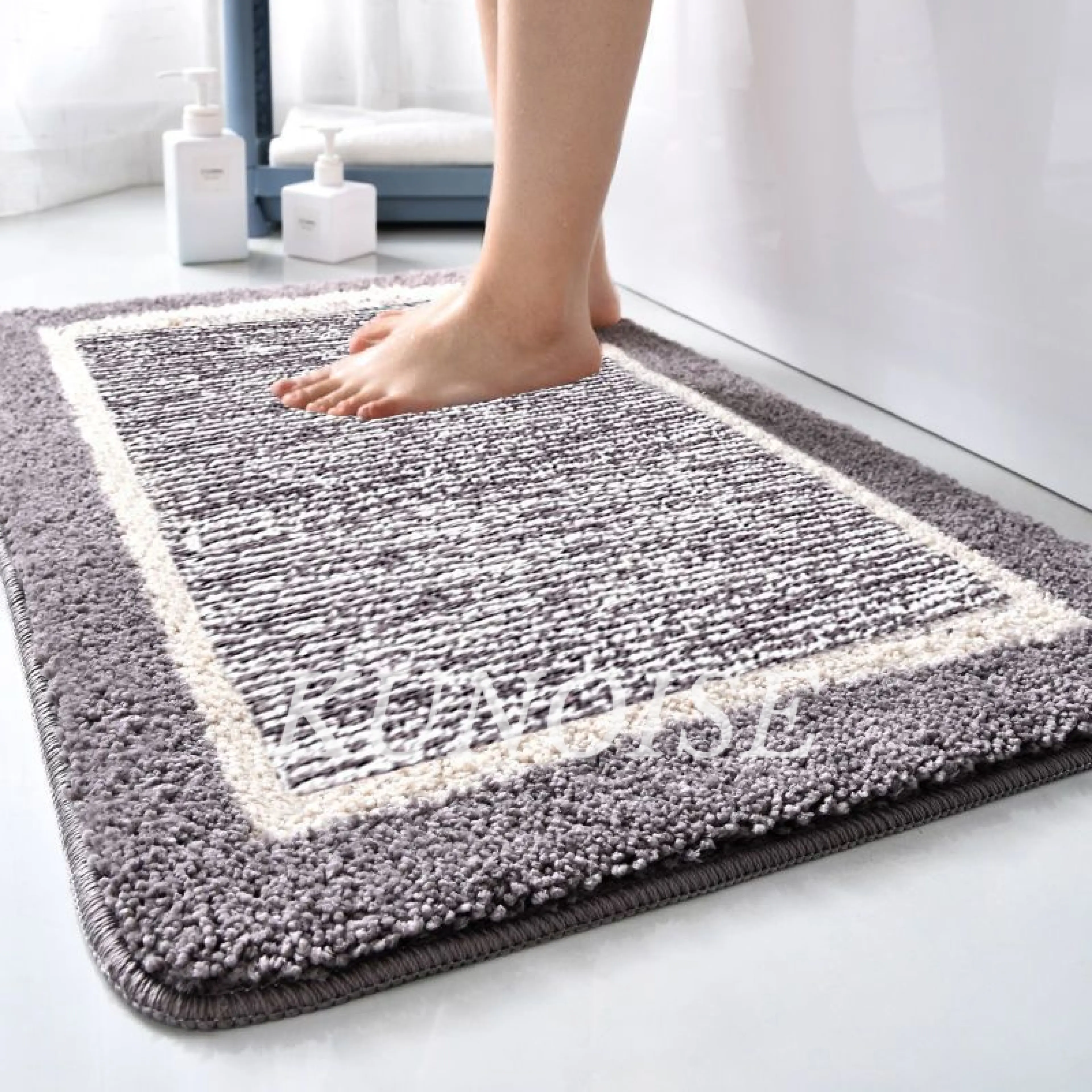 KUNOISE Bathroom strong absorbent floor mat, toilet door carpet, toilet non-slip mat, door mat, balcony home