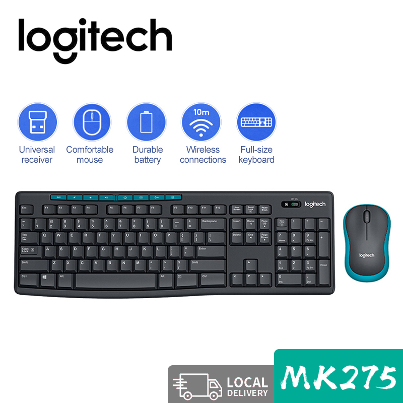 Logitech MK275 Wireless Keyboard and Mouse Combo 2.4GHz 1000 DPI Full-size Comfort Computer Keyboard Mouse Set with Eight Hot Keys Singapore