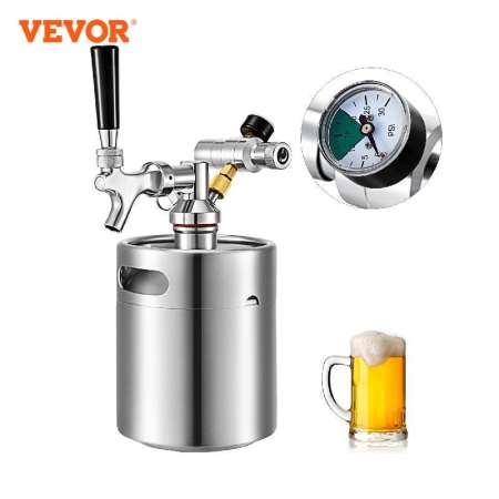 VEVOR Mini Beer Keg Dispenser - Stainless Steel Portable