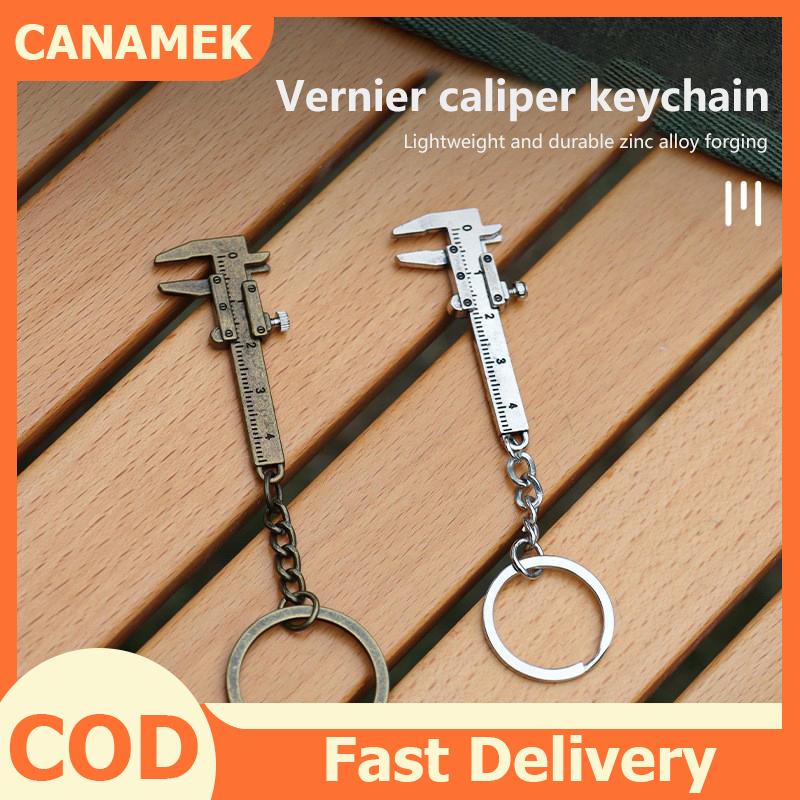 CANAMEK Mini Kim Loại Cai Trị Vernier calipers Keychain xách tay 0-4cm Keyring công cụ đo lường túi xe hơi treo accessor đồ trang sức calipers