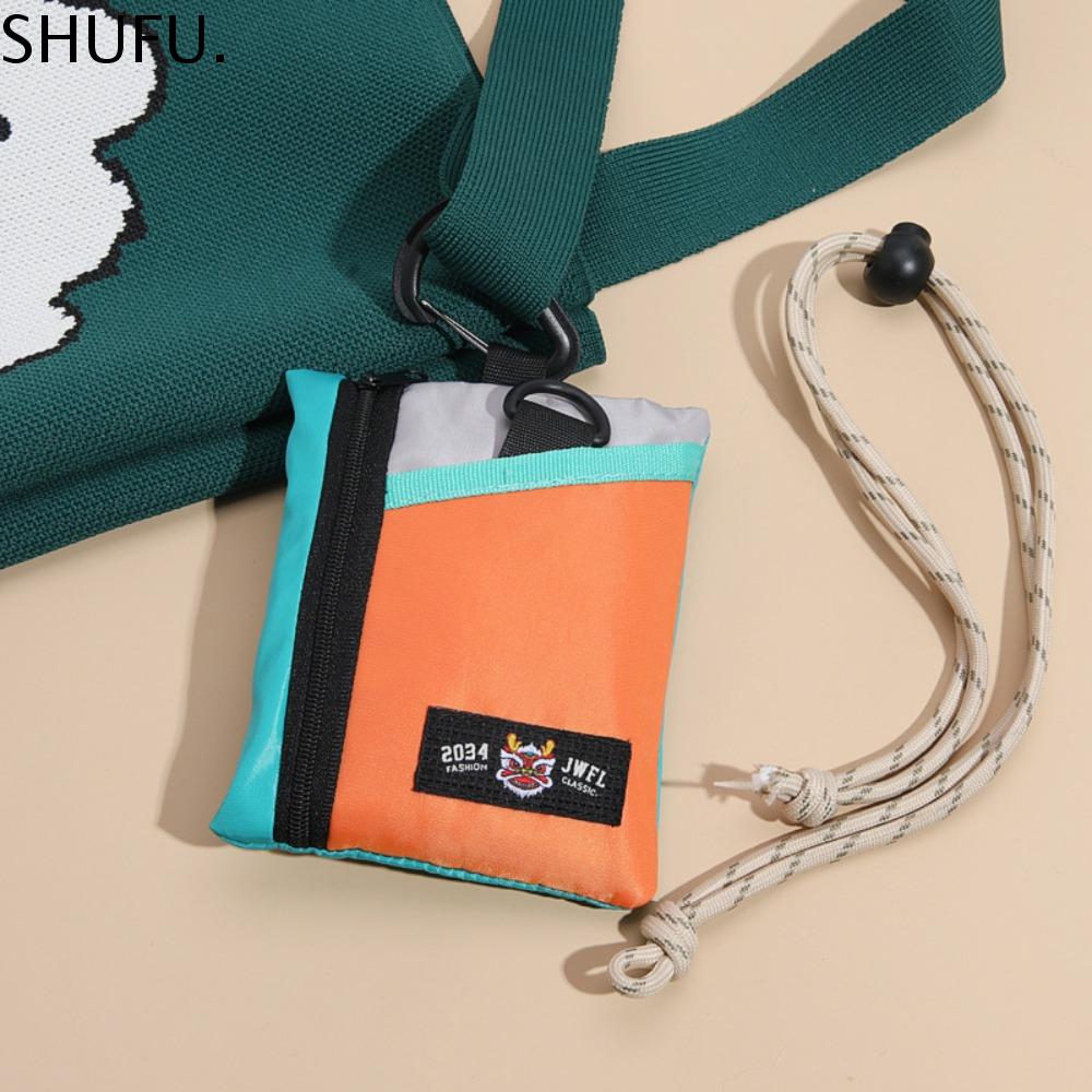 SHUFU. Phong cách dụng cụ Ví đựng tiền xu Túi Có dây buộc Túi Ví Đựng Tiền Di động Thân chéo Túi đeo tai nghe có dây Ngoài trời