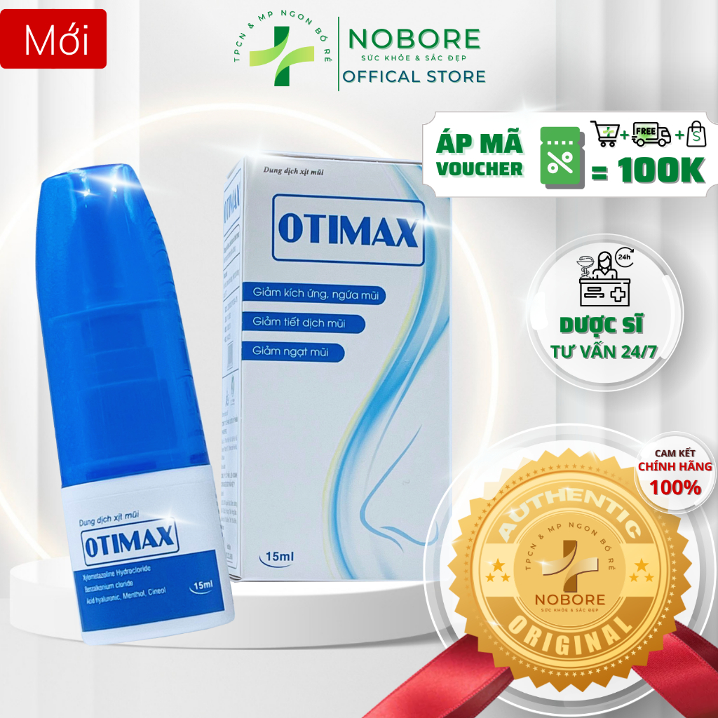 Xịt Vệ Sinh Mũi Otimax Giảm Kích Ứng Ngứa Mũi Ngạt Mũi Chảy Nước Mũi Viêm Xoang Mũi Họng Cảm Lạnh Hiệu Quả | NOBORE