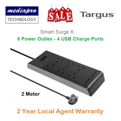 TARGUS SmartSurge 6 with 4 Smart USB Chagers - Smart Surge 6-Way - Local Distributor Warranty