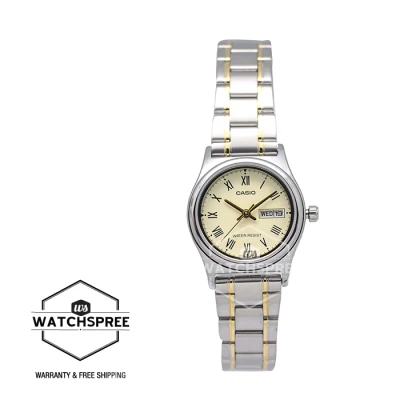 [WatchSpree] Casio Ladies' Standard Analog Two-Tone Stainless Steel Band Watch LTPV006SG-9B LTP-V006SG-9B