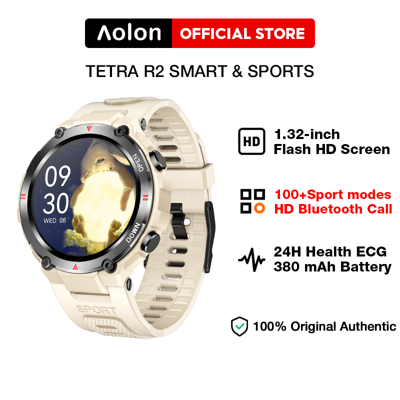 Aolon Tetra R2 1.32inch HD Round Screen Bluetooth Call Smart Watch Sport Men Women Heart Rate Unisex Fitness Phone Call Health Monitoring SPO2 Ip67 Waterproof Voice Assistant Smartwatch 智能运动手表 R10 ราคา 1,223 บาท*ส่งฟรี