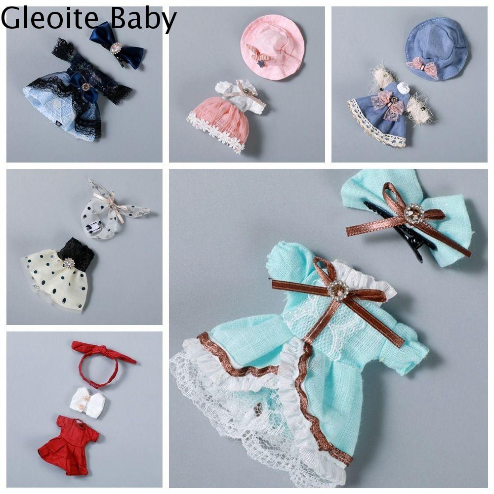 GLEOITE Vải Quần áo búp bê ob11 Đầm thường ngày Cho búp bê BJD 1/12 Quần áo búp bê BJD 1/12 Bộ quần áo búp bê cotton Dễ thương Quần áo búp bê MOLLY Đồ chơi trẻ em bé gái
